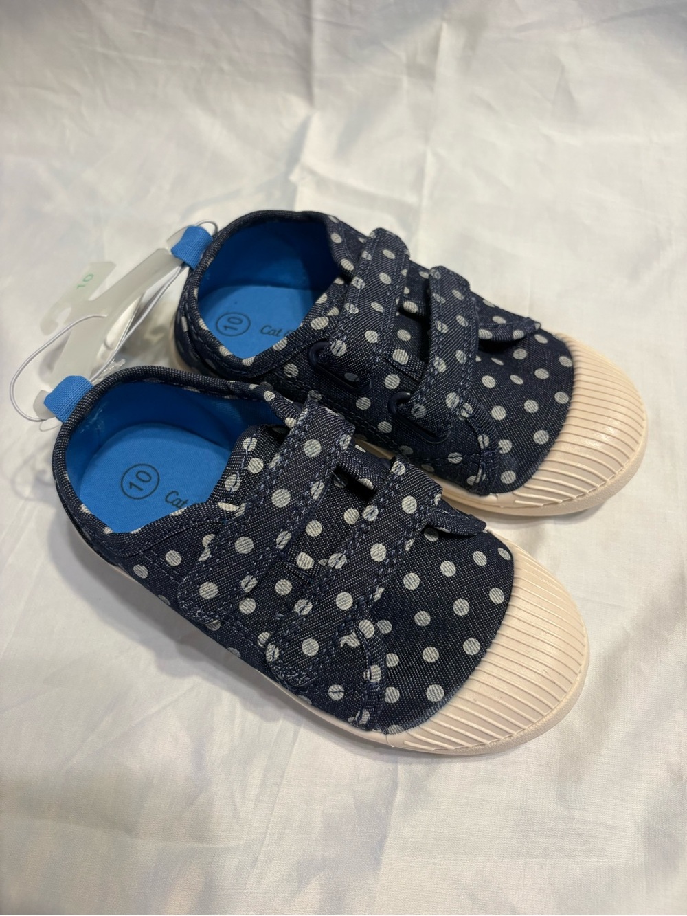Parker Navy Polka Dot Kids Sneakers with Cream Toe